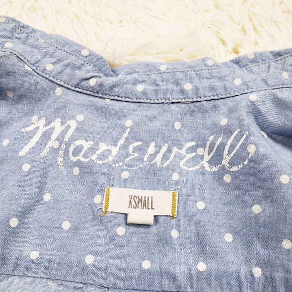 Madewell Chambray Polka Dot Button Down Shirt XS - Picture 7 of 8